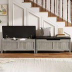 Banc de rangement GustoWave, Coffre de rangement en bois de 100 cm avec 2 charnières de sécurité, Banc d'entrée avec couvercle à charnière, Grand coffre pour salon, chambre à coucher