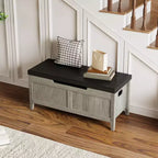 Banc de rangement GustoWave, Coffre de rangement en bois de 100 cm avec 2 charnières de sécurité, Banc d'entrée avec couvercle à charnière, Grand coffre pour salon, chambre à coucher