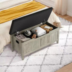 Banc de rangement GustoWave, Coffre de rangement en bois de 100 cm avec 2 charnières de sécurité, Banc d'entrée avec couvercle à charnière, Grand coffre pour salon, chambre à coucher