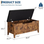 Banc de rangement GustoWave, Coffre de rangement en bois de 100 cm avec 2 charnières de sécurité, Banc d'entrée avec couvercle à charnière, Grand coffre pour salon, chambre à coucher