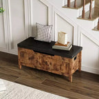 Banc de rangement GustoWave, Coffre de rangement en bois de 100 cm avec 2 charnières de sécurité, Banc d'entrée avec couvercle à charnière, Grand coffre pour salon, chambre à coucher