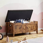 Banc de rangement GustoWave, Coffre de rangement en bois de 100 cm avec 2 charnières de sécurité, Banc d'entrée avec couvercle à charnière, Grand coffre pour salon, chambre à coucher