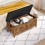 Banc de rangement GustoWave, Coffre de rangement en bois de 100 cm avec 2 charnières de sécurité, Banc d'entrée avec couvercle à charnière, Grand coffre pour salon, chambre à coucher