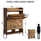 Meuble à chaussures GustoWave avec 2 tiroirs basculants, meuble de rangement pour chaussures d'entrée grande capacité, meuble à chaussures étroit avec pieds en métal