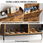 Meuble à chaussures GustoWave avec 2 tiroirs basculants, meuble de rangement pour chaussures d'entrée grande capacité, meuble à chaussures étroit avec pieds en métal