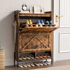 Meuble à chaussures GustoWave avec 2 tiroirs basculants, meuble de rangement pour chaussures d'entrée grande capacité, meuble à chaussures étroit avec pieds en métal