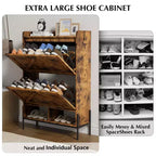 Meuble à chaussures GustoWave avec 2 tiroirs basculants, meuble de rangement pour chaussures d'entrée grande capacité, meuble à chaussures étroit avec pieds en métal