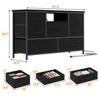 Commode à 8 tiroirs pour chambre à coucher, commode avec bacs en tissu, meuble TV pour téléviseurs jusqu'à 55 pouces, commode de rangement en tissu pour couloir