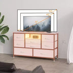 Commode à 8 tiroirs pour chambre à coucher, commode avec bacs en tissu, meuble TV pour téléviseurs jusqu'à 55 pouces, commode de rangement en tissu pour couloir