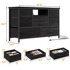 Commode à 8 tiroirs pour chambre à coucher, commode avec bacs en tissu, meuble TV pour téléviseurs jusqu'à 55 pouces, commode de rangement en tissu pour couloir