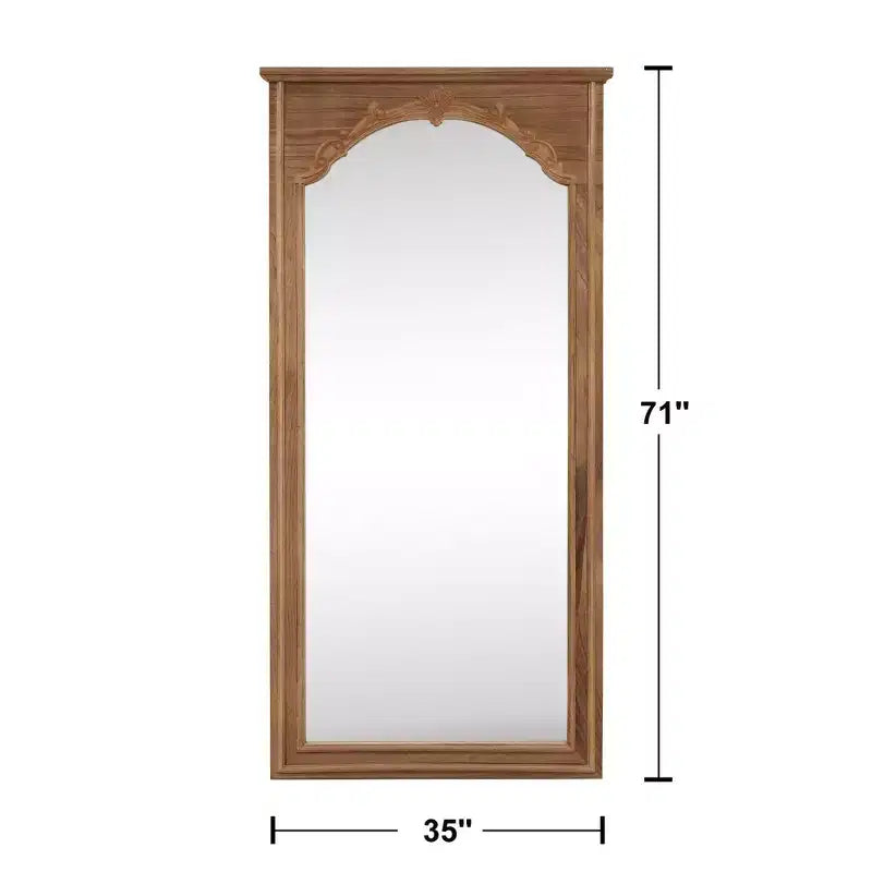 PexFix Miroir mural ou sur pied en chêne massif sculpté vintage de 35 po L x 71 po H