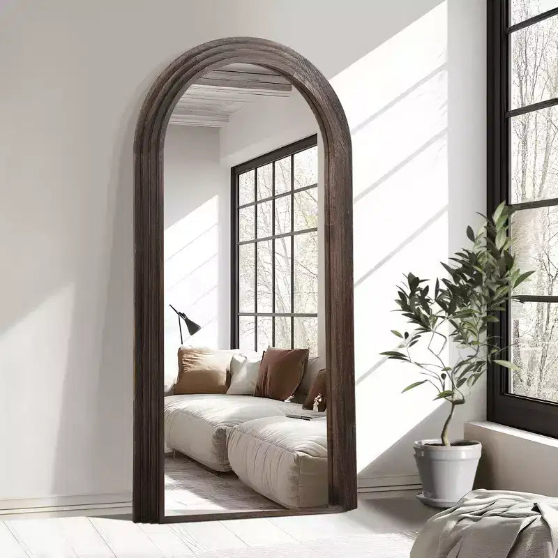 Miroir PexFix de 35 po L x 71 po H, classique, à cadre en bois massif arqué, couleur anthracite