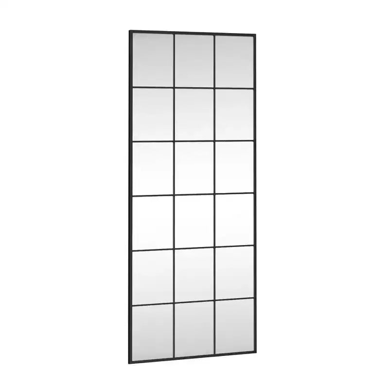 PexFix Miroir de fenêtre industriel sur pied, cadre en fer noir, 30 po L x 69 po H