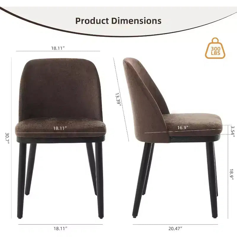 Acekool Chaises de salle à manger rembourrées, lot de 2, chaises d'appoint de cuisine modernes avec coussins épais, pieds en bois, beige ou marron