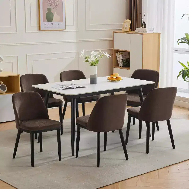 Acekool Chaises de salle à manger rembourrées, lot de 2, chaises d'appoint de cuisine modernes avec coussins épais, pieds en bois, beige ou marron
