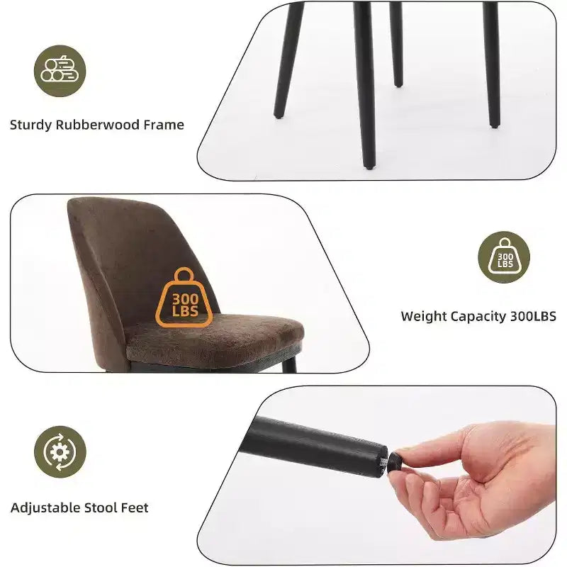 Acekool Chaises de salle à manger rembourrées, lot de 2, chaises d'appoint de cuisine modernes avec coussins épais, pieds en bois, beige ou marron
