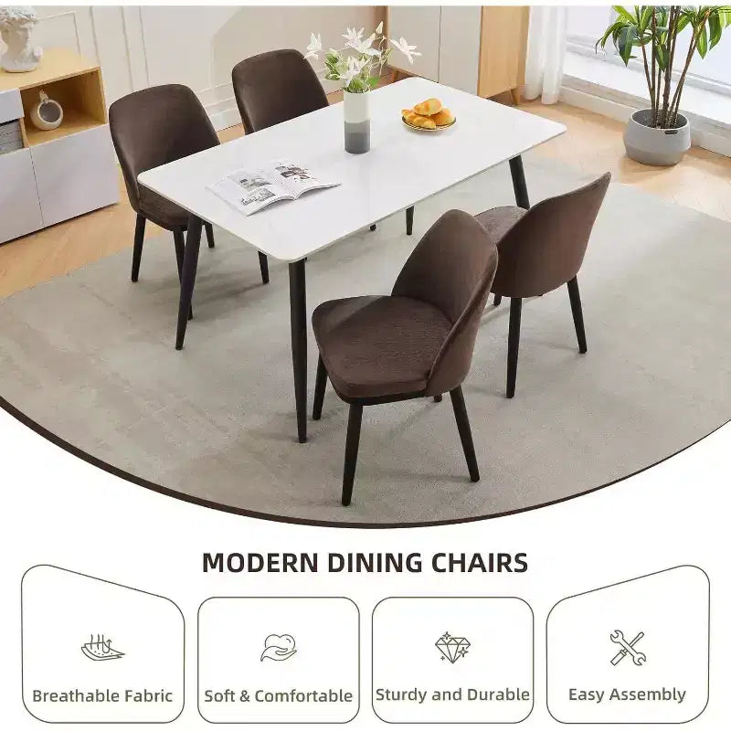 Acekool Chaises de salle à manger rembourrées, lot de 2, chaises d'appoint de cuisine modernes avec coussins épais, pieds en bois, beige ou marron