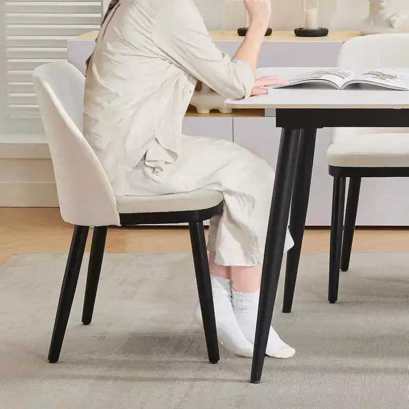 Acekool Chaises de salle à manger rembourrées, lot de 2, chaises d'appoint de cuisine modernes avec coussins épais, pieds en bois, beige ou marron