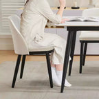 Acekool Chaises de salle à manger rembourrées, lot de 2, chaises d'appoint de cuisine modernes avec coussins épais, pieds en bois, beige ou marron