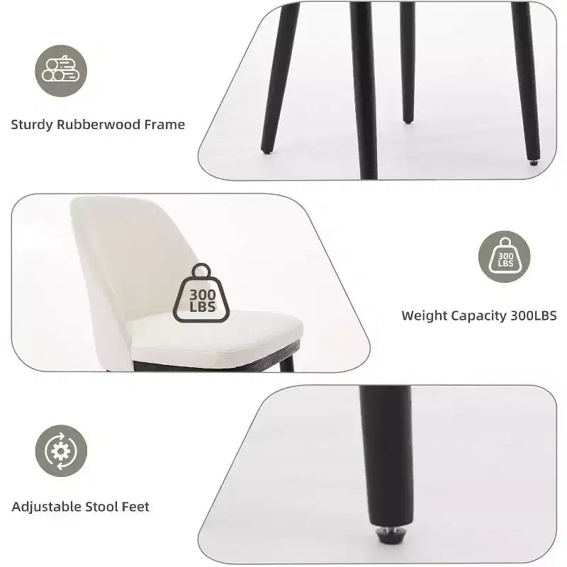 Acekool Chaises de salle à manger rembourrées, lot de 2, chaises d'appoint de cuisine modernes avec coussins épais, pieds en bois, beige ou marron