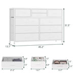 Commode à 10 tiroirs pour chambre, commode avec bacs en tissu, meuble TV pour téléviseurs jusqu'à 5 pouces, organisateur de rangement