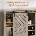 Acekool 47.2 Armoire de buffet de ferme, vaisselier rustique avec portes coulissantes, 3 tiroirs, étagères réglables, casier à vin amovible, blanc