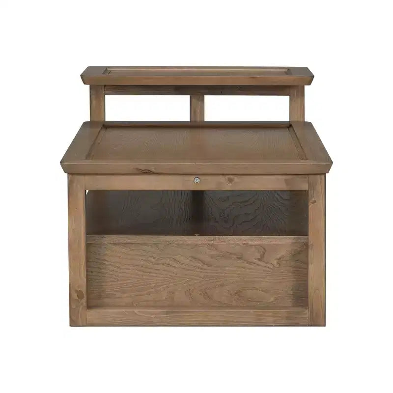 Table basse moderne Okak avec tiroir en rotin et rangement à deux niveaux, table basse de salon à 2 étagères