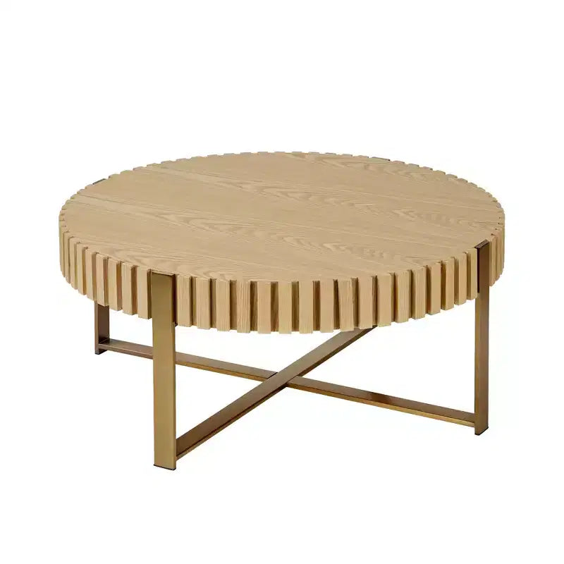 Table basse Okak moderne en bois fabriquée à la main, 80 cm (31,5 po) de long avec piédestal robuste, table d'appoint ronde peu encombrante pour petit salon ou bureau