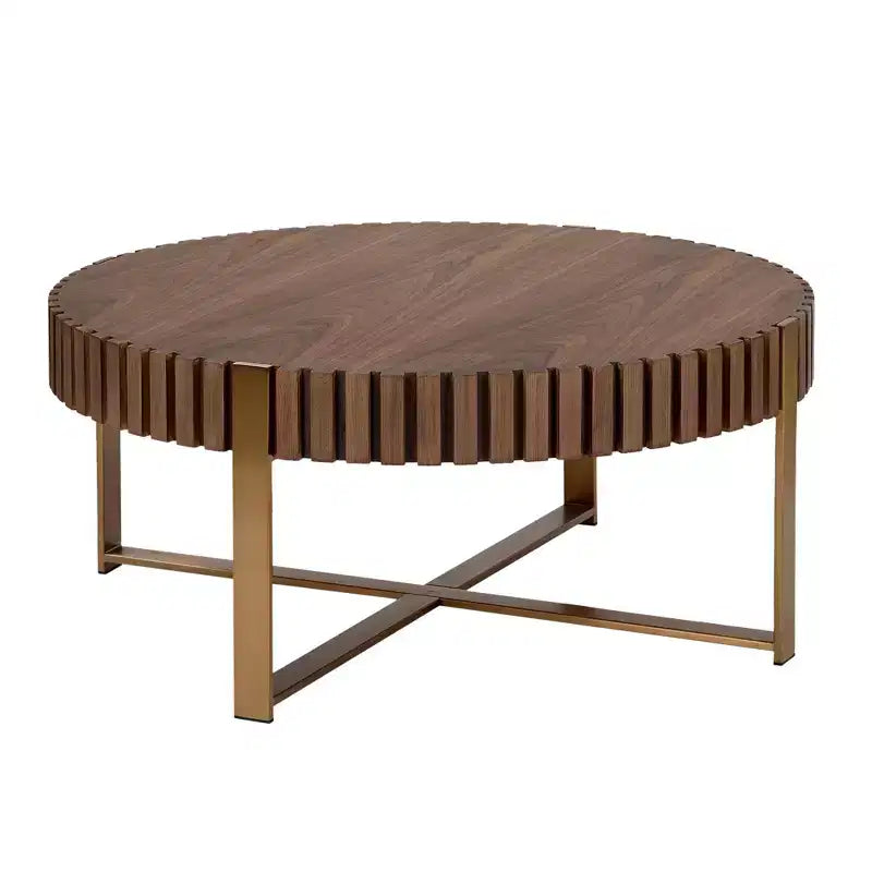 Table basse Okak moderne en bois fabriquée à la main, 80 cm (31,5 po) de long avec piédestal robuste, table d'appoint ronde peu encombrante pour petit salon ou bureau