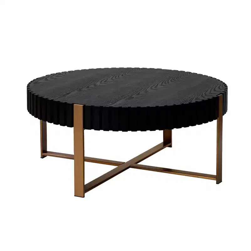 Table basse Okak moderne en bois fabriquée à la main, 80 cm (31,5 po) de long avec piédestal robuste, table d'appoint ronde peu encombrante pour petit salon ou bureau