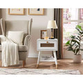 Probe Hues Retro Charging End Table, Built-in Outlets, USB Ports and Storage Drawer