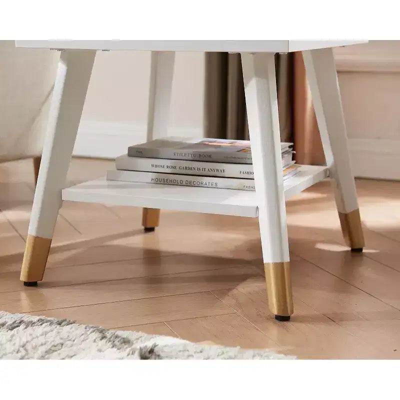 Table d'appoint de charge rétro Probe Hues, prises intégrées, ports USB et tiroir de rangement