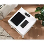 Table d'appoint de charge rétro Probe Hues, prises intégrées, ports USB et tiroir de rangement