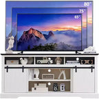 Meuble TV Mastgoal pour téléviseurs 80 pouces avec porte coulissante, étagère réglable et rangement, meuble TV moderne de 81 cm de haut pour salon