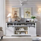 Meuble TV Mastgoal pour téléviseurs 80 pouces avec porte coulissante, étagère réglable et rangement, meuble TV moderne de 81 cm de haut pour salon