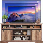 Meuble TV Mastgoal pour téléviseurs 80 pouces avec porte coulissante, étagère réglable et rangement, meuble TV moderne de 81 cm de haut pour salon
