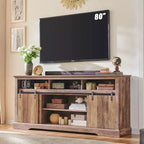 Meuble TV Mastgoal pour téléviseurs 80 pouces avec porte coulissante, étagère réglable et rangement, meuble TV moderne de 81 cm de haut pour salon
