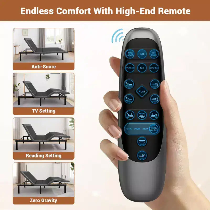 Cadre de lit réglable CuisinSmart avec massage, base de lit réglable Twin XL avec 1 port USB et veilleuse sous le lit, inclinaison tête et pieds