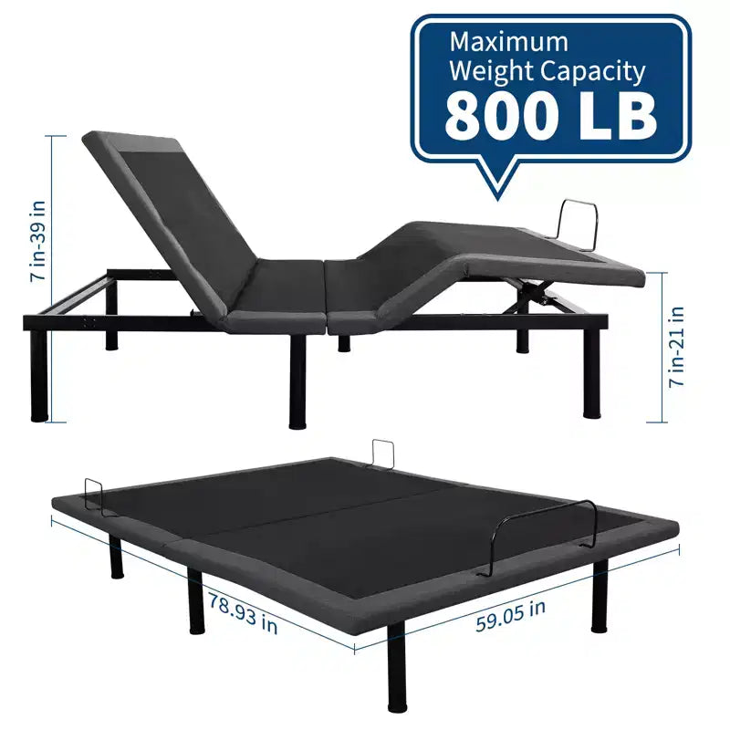 Cadre de lit réglable CuisinSmart avec massage, base de lit réglable Twin XL avec 1 port USB et veilleuse sous le lit, inclinaison tête et pieds