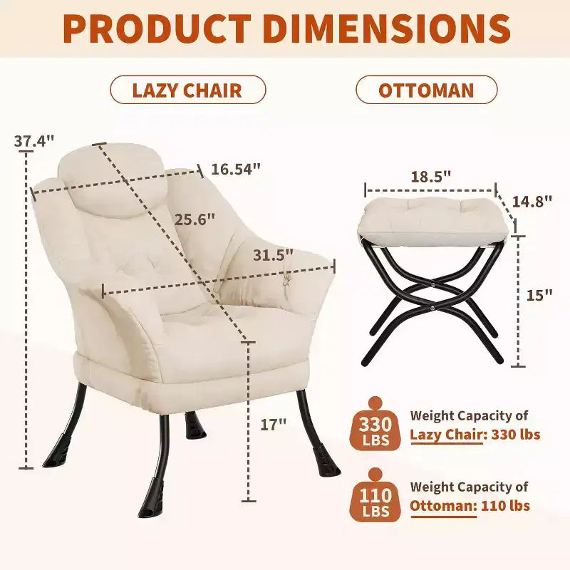 Fauteuil d'appoint confortable en velours Acekool pour adultes, fauteuil de lecture ergonomique avec accoudoirs rembourrés, repose-pieds pliable, poche latérale, rose, gris