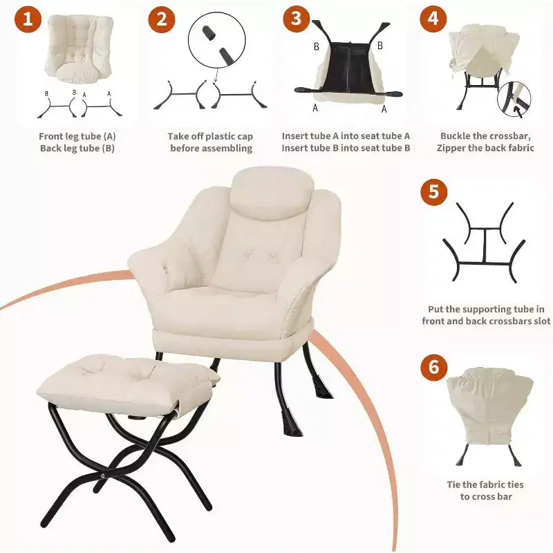 Fauteuil d'appoint confortable en velours Acekool pour adultes, fauteuil de lecture ergonomique avec accoudoirs rembourrés, repose-pieds pliable, poche latérale, rose, gris