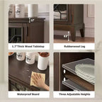 Bahut en Noyer Foncé Élégant avec Trois Portes et Quatre Compartiments - Idéal pour l'Organisation et la Décoration de la Maison
