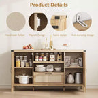 Meuble buffet en rotin de 47,2'' avec rangement, buffet de cuisine/bar à café avec portes et tiroir, buffet de style bohème/ferme