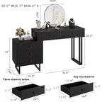 Coiffeuse blanche Acekool avec miroir et lumières, table de maquillage moderne avec 5 tiroirs, LED 3 couleurs, luminosité réglable pour chambre à coucher