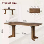 Grande table à manger en bois de style ferme pour 6-8 personnes, table de cuisine rectangulaire avec plateau rembourré et pieds distinctifs en forme de V