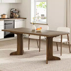 Grande table à manger en bois de style ferme pour 6-8 personnes, table de cuisine rectangulaire avec plateau rembourré et pieds distinctifs en forme de V