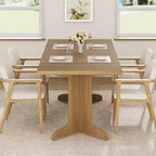 Grande table à manger en bois de style ferme pour 6-8 personnes, table de cuisine rectangulaire avec plateau rembourré et pieds distinctifs en forme de V
