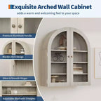 Meuble Haut Mural Arrondi, Petite Armoire de Toilette Murale avec Portes et Étagères Réglables, Organisateur de Rangement Gain de Place pour Cuisines