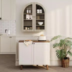 Meuble Haut Mural Arrondi, Petite Armoire de Toilette Murale avec Portes et Étagères Réglables, Organisateur de Rangement Gain de Place pour Cuisines