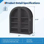 Meuble Haut Mural Arrondi, Petite Armoire de Toilette Murale avec Portes et Étagères Réglables, Organisateur de Rangement Gain de Place pour Cuisines